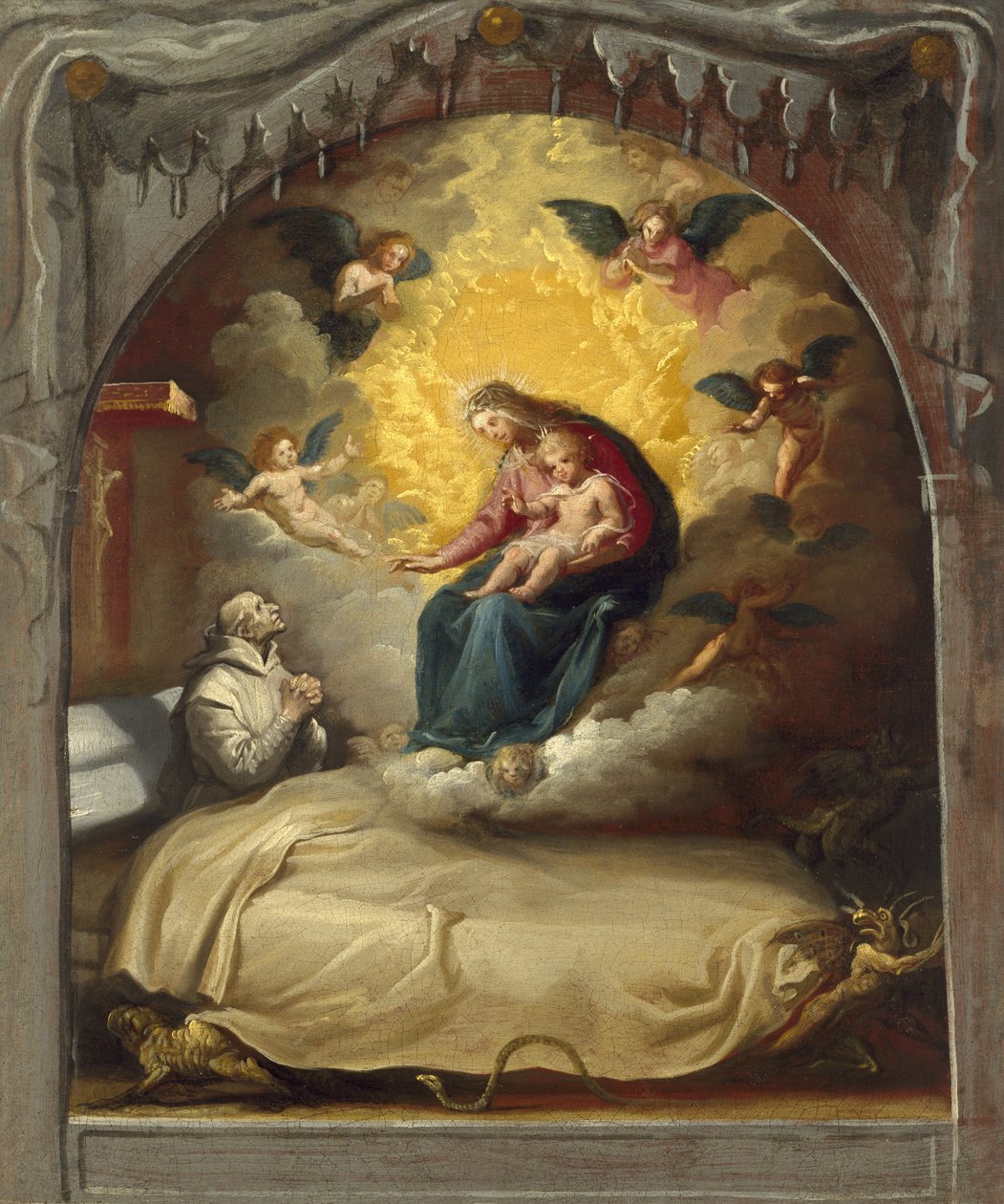 Zjevení Panny Marie umírající Pedro Faverio, kolem 1626-32 od Vicente Carducho