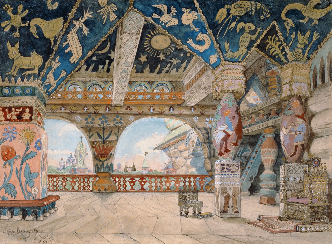 Scénický návrh pro operu Nikolaje Rimského-Korsakova Sněhurka, 1883 od Victor Mikhailovich Vasnetsov