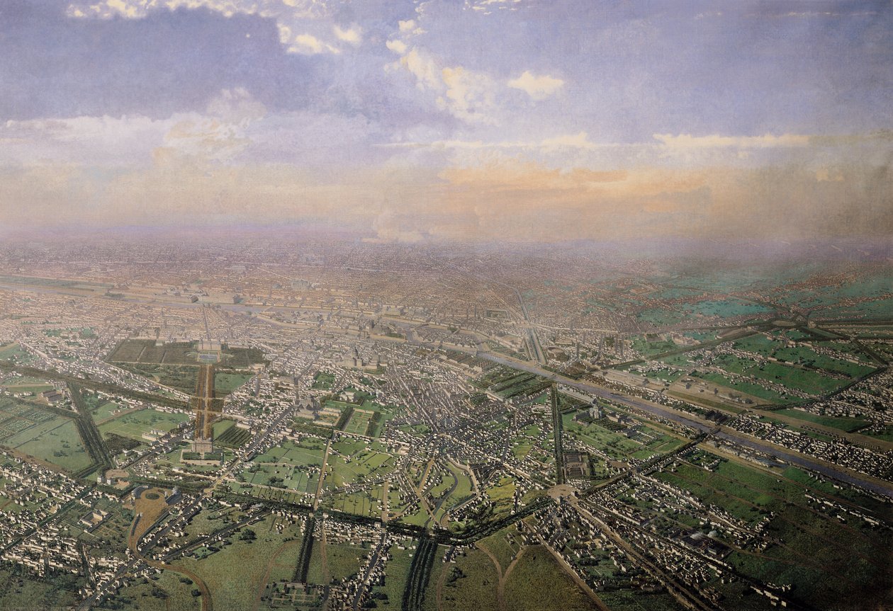 Celkový pohled na Paříž z horkovzdušného balónu, 1855 (detail) od Victor Navlet
