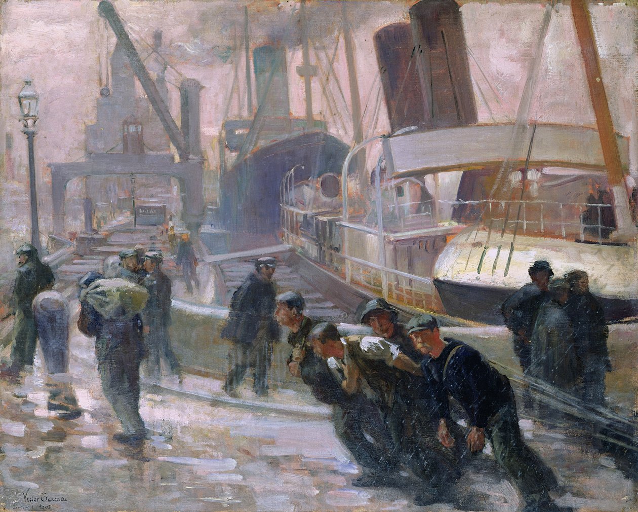 Liverpool Dockers at Dawn, 1903 od Victor Francois Tardieu