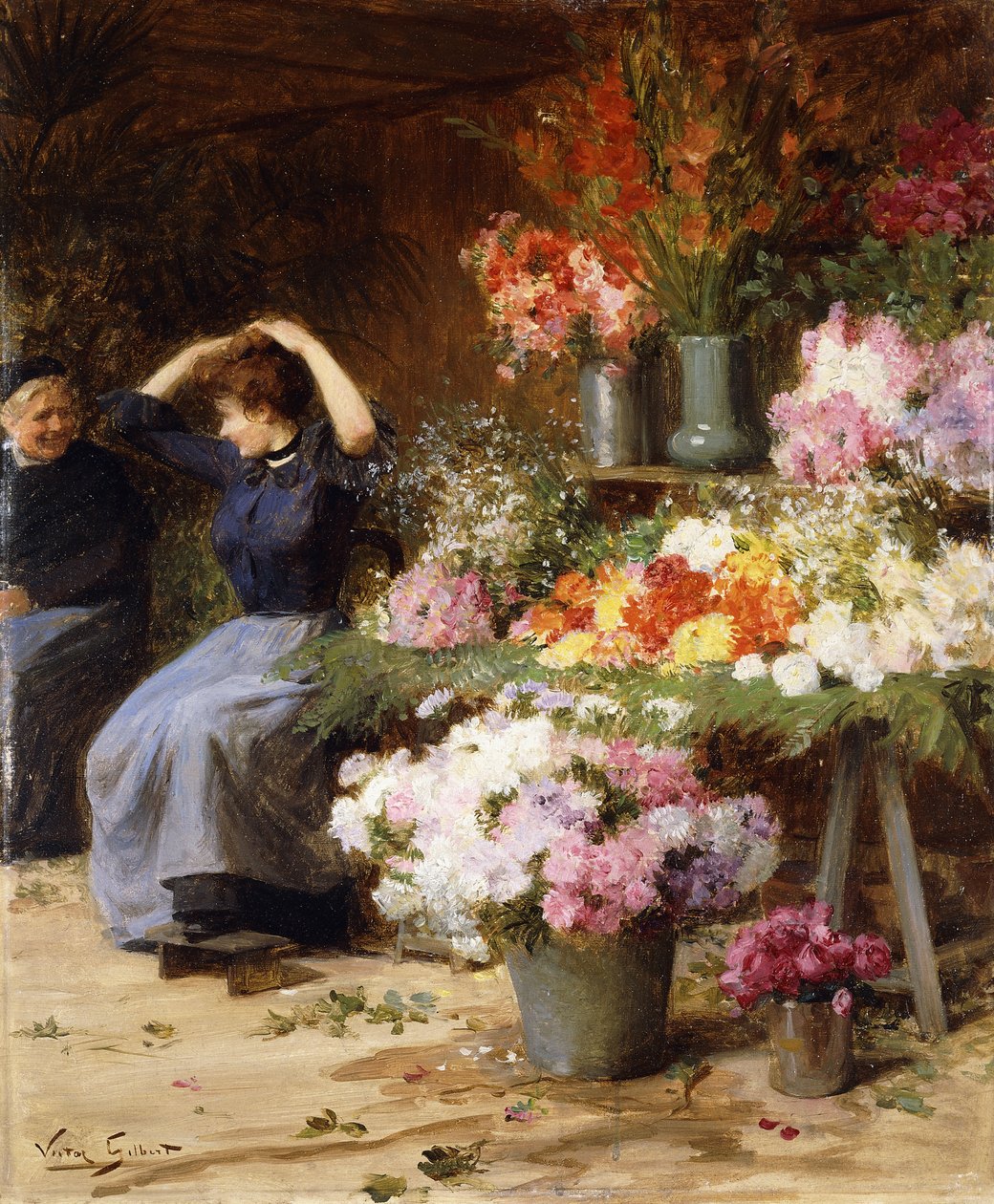 Síla květin; prodavač květin, od Victor Gabriel Gilbert