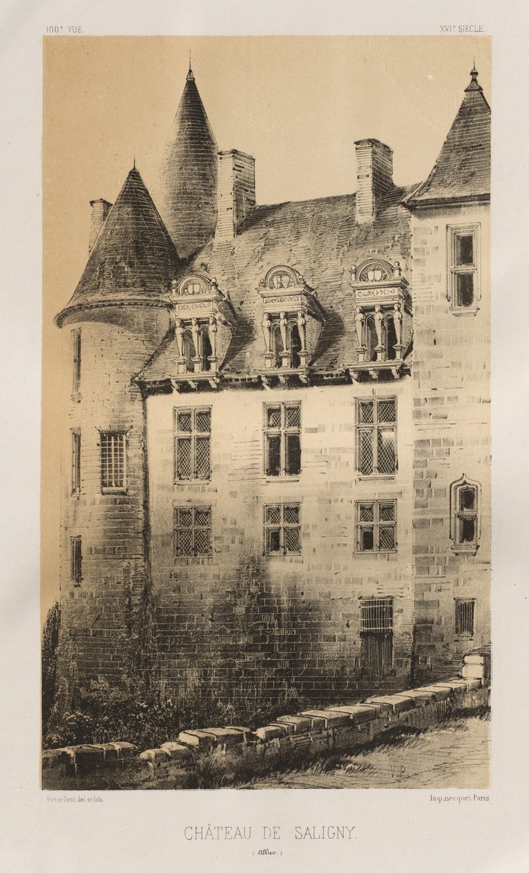 ...Pl.100, Castle of Saligny Alliers, 1860. od Victor Petit