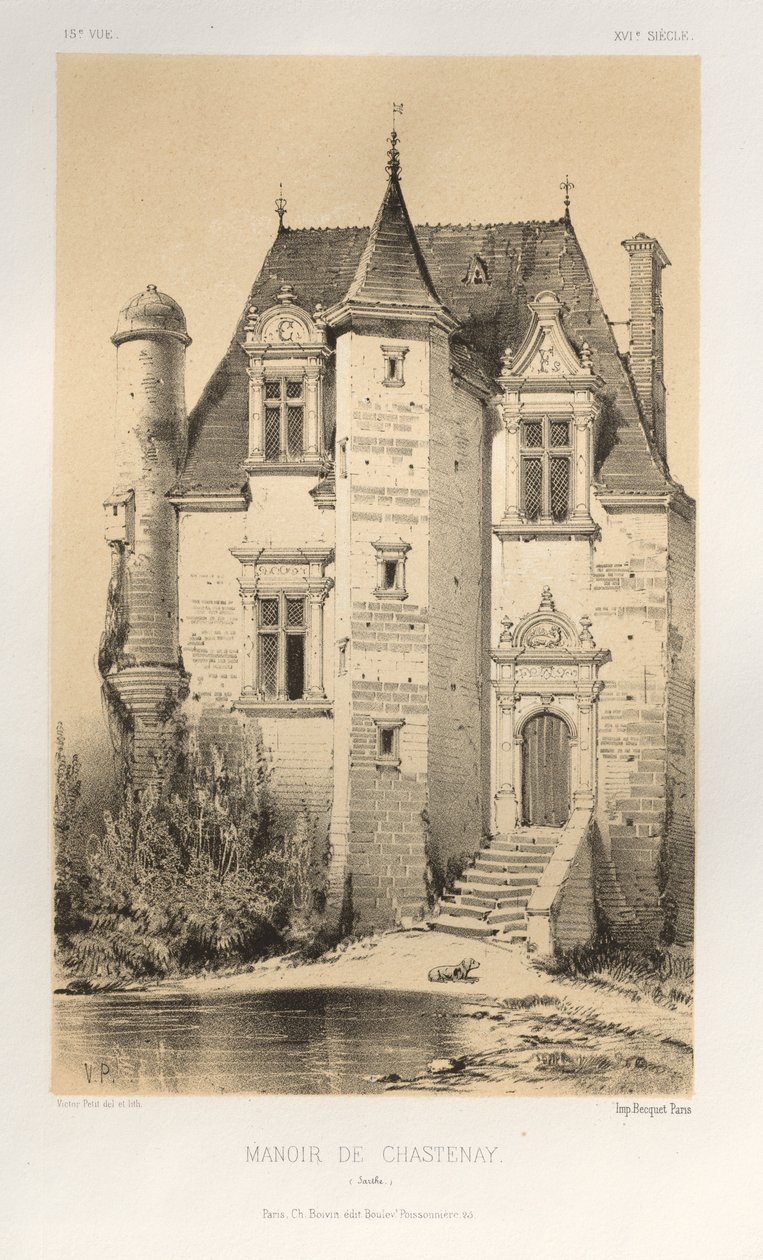 ...Pl.15, Manor Of Chastenay Sarthe, 1860. od Victor Petit