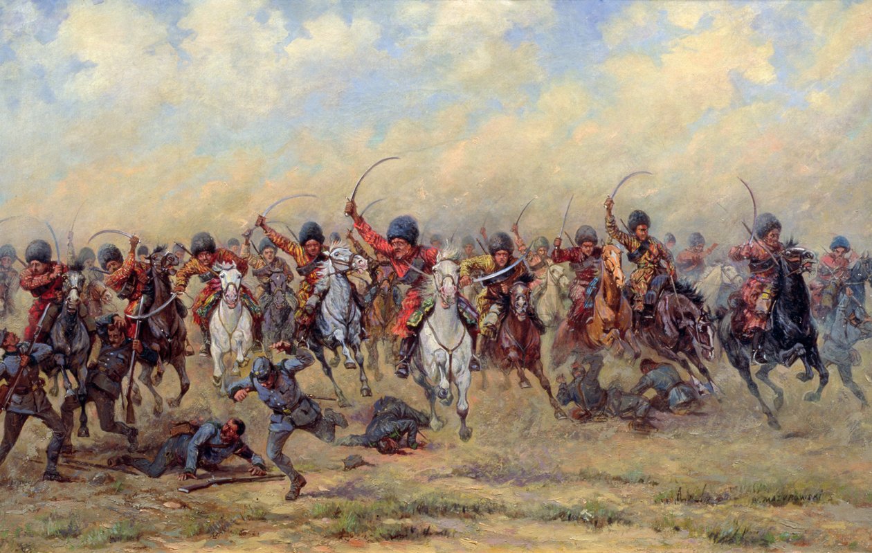Útok „divoké divize“ na rakouskou pěchotu, 1916-17 od Viktor Viketyevich Masurovsky