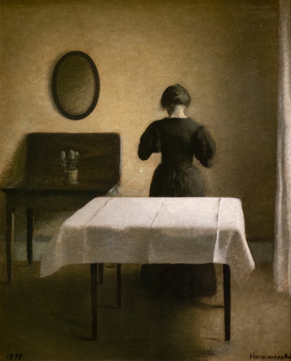 Interiér s ženou na zádech od Vilhelm Hammershoi