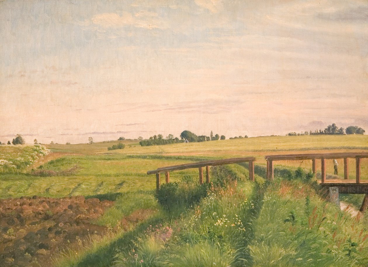 Polní krajina s mostem od Vilhelm Kyhn
