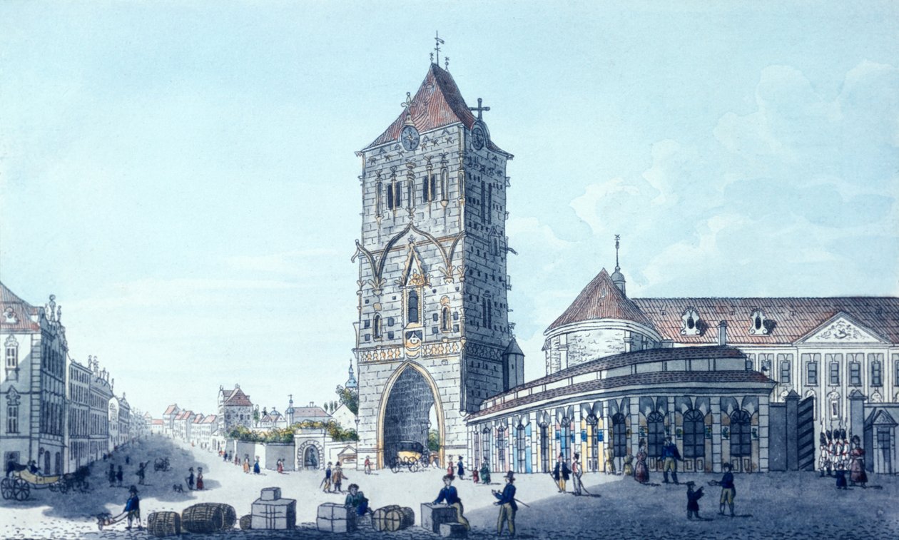 Prašná věž a ulice Prikopy od Vincenc Morstadt
