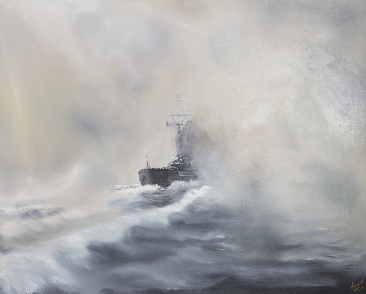 Bismarck se vyhýbá svým pronásledovatelům 25. května 1941, 2005 (Olej na plátně) od Vincent Alexander Booth