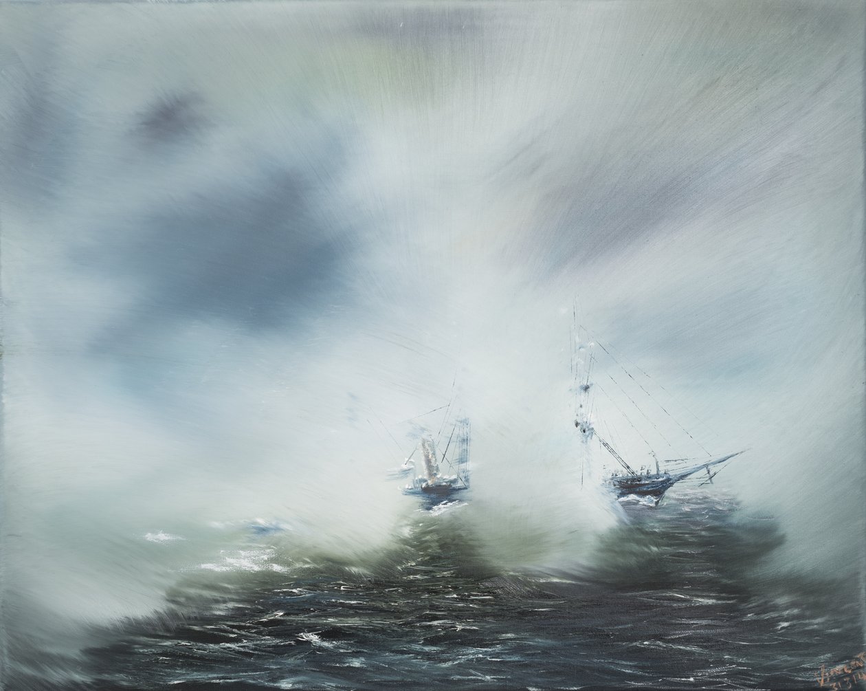 Discovery Clearing v mořské mlze Scott na cestě do Antarktidy leden 1902. 2014, (Oil on Canvas) od Vincent Alexander Booth