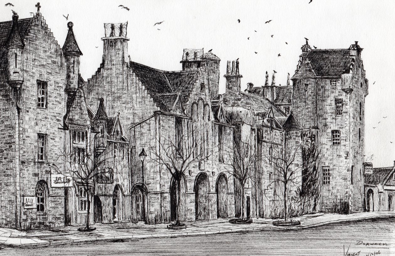 Dornoch Scotland, 2006, (inkoust na papíře) od Vincent Alexander Booth