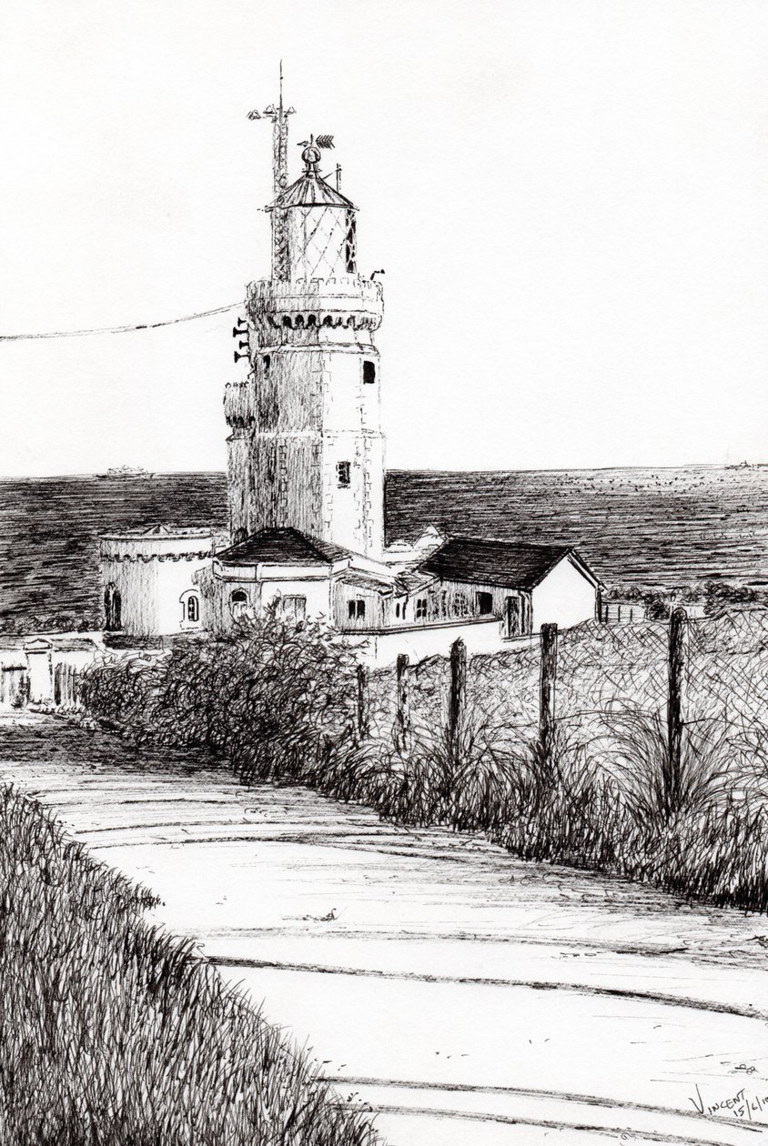 Maják Isle of Wight, 2010, (tuš na papíře) od Vincent Alexander Booth