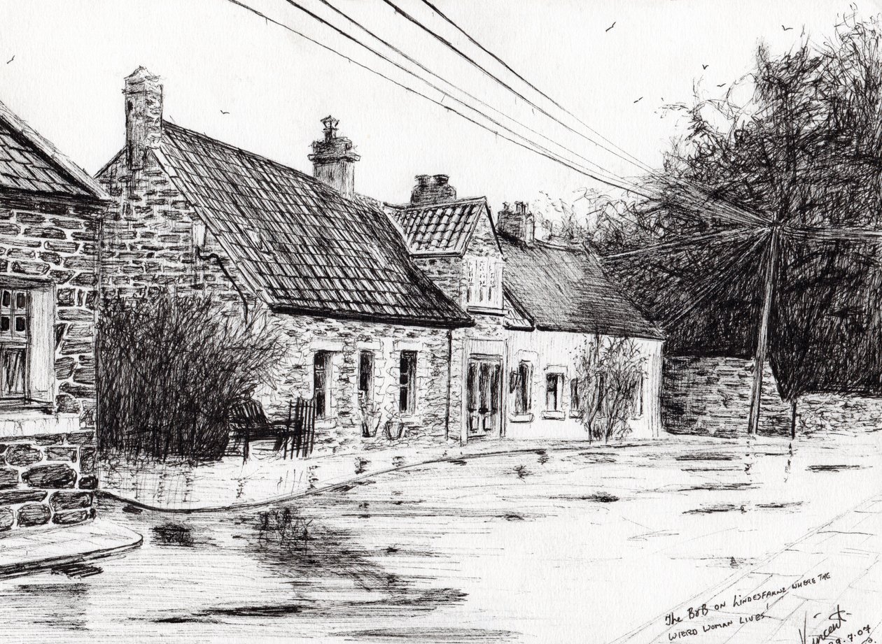 Svatý ostrov Lindisfarne, 2007, (inkoust na papíře) od Vincent Alexander Booth