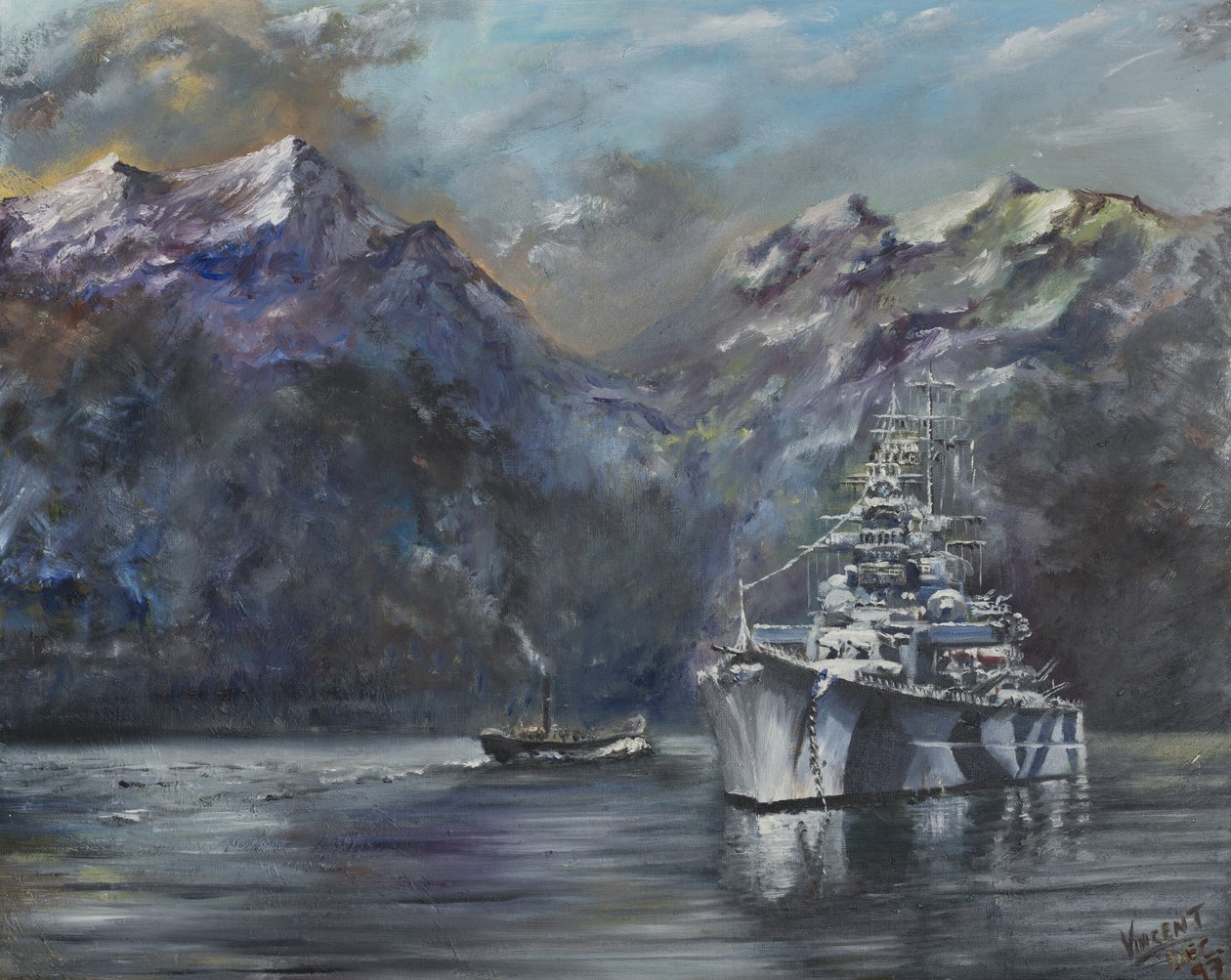 Tirpitz, Norsko, 1995, (olej na plátně) od Vincent Alexander Booth