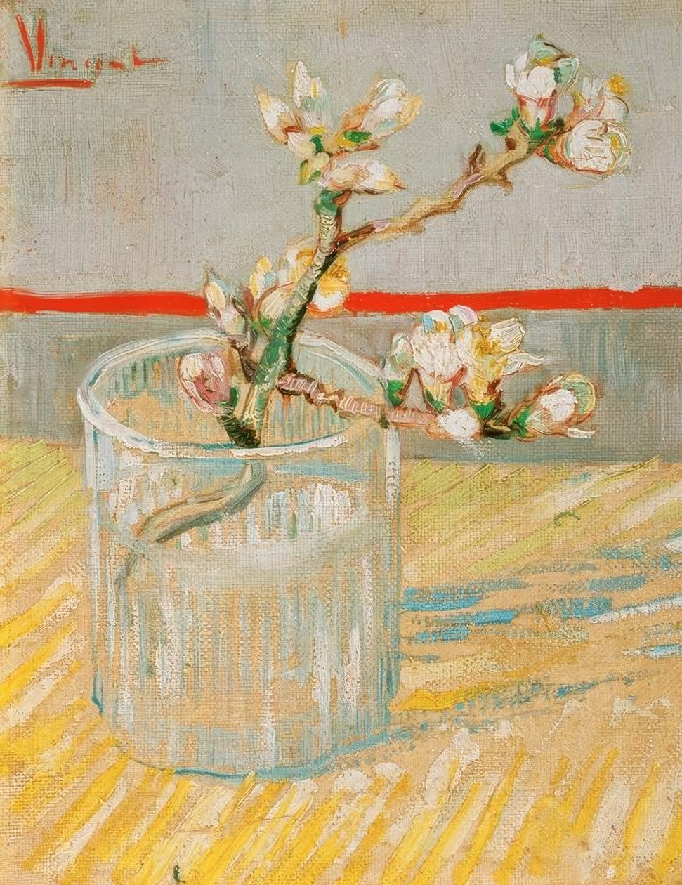 Kvetoucí větev mandlového stromu ve sklenici od Vincent van Gogh