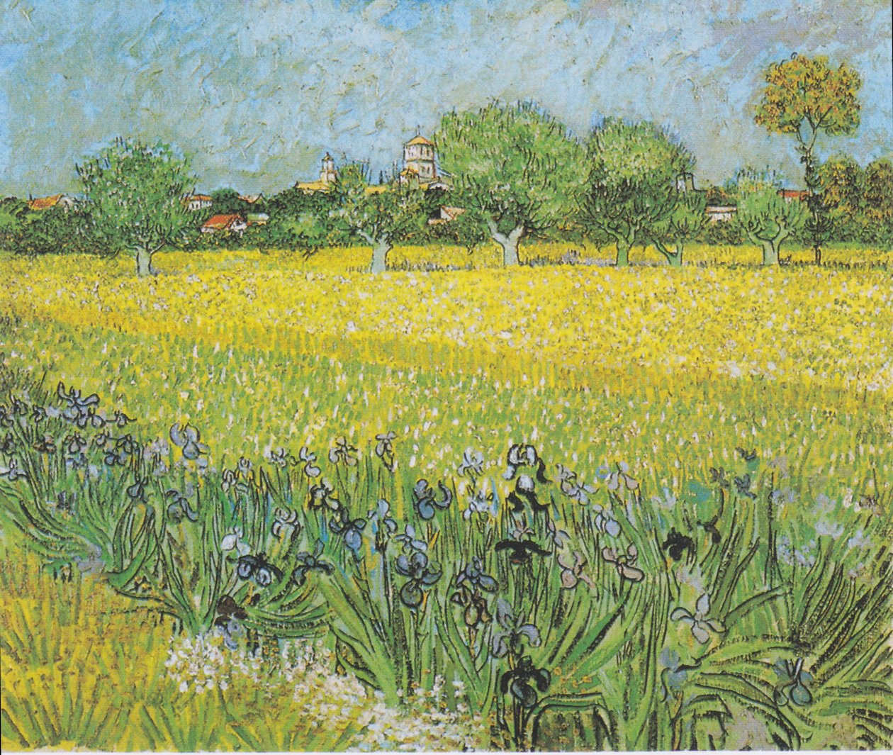 Pohled na Arles s Iris v popředí od Vincent van Gogh