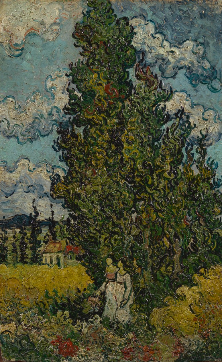 Cypřiše a dvě ženy od Vincent van Gogh