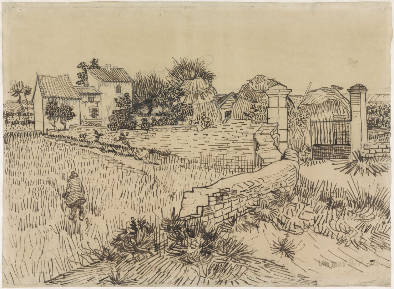 Farma v Provence, kolem roku 1888 (pero na papíře) od Vincent van Gogh