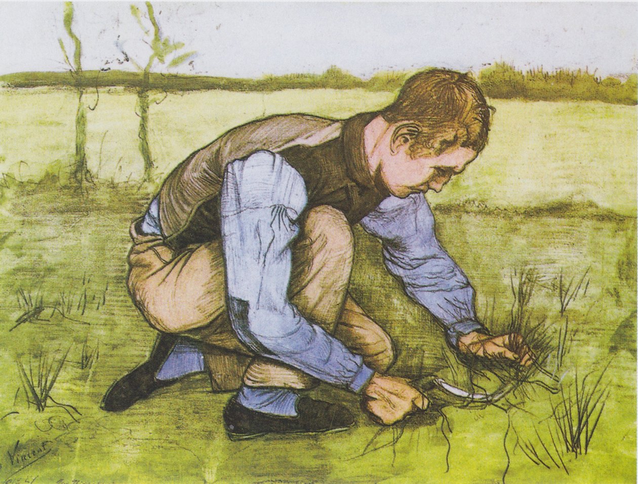 Skrčený chlapec se srpem od Vincent van Gogh
