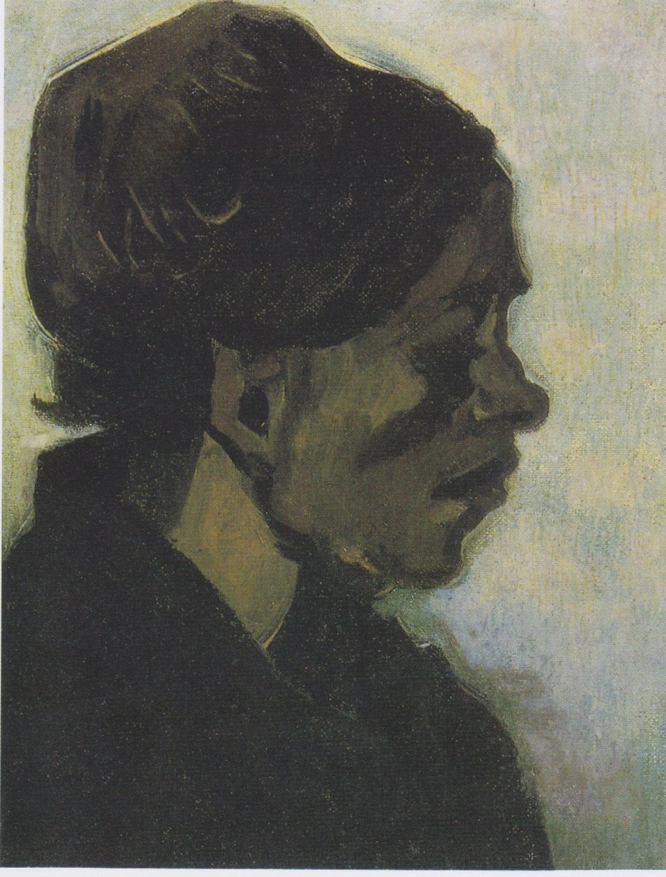Hlava barbantské rolnické ženy s tmavou kapucí od Vincent van Gogh