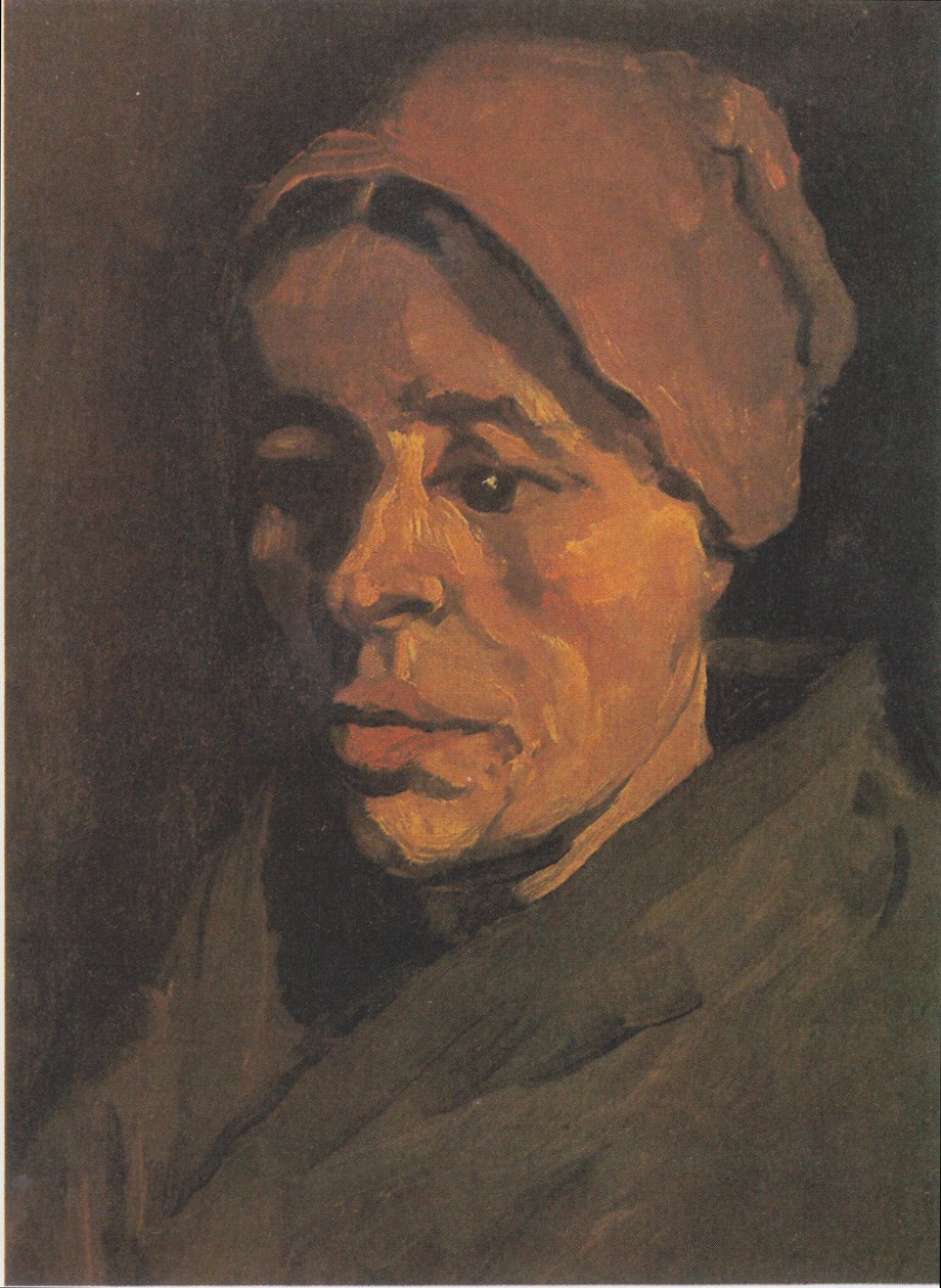Hlava rolnické ženy s nahnědlou kapotou od Vincent van Gogh