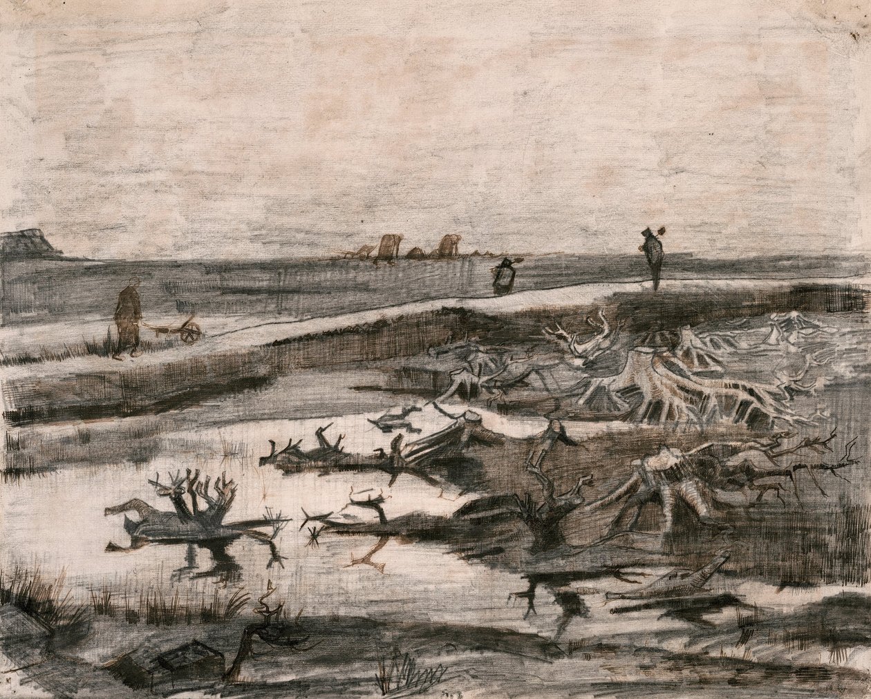 Krajina s kmeny bažin (Travaux aux Champs) od Vincent van Gogh
