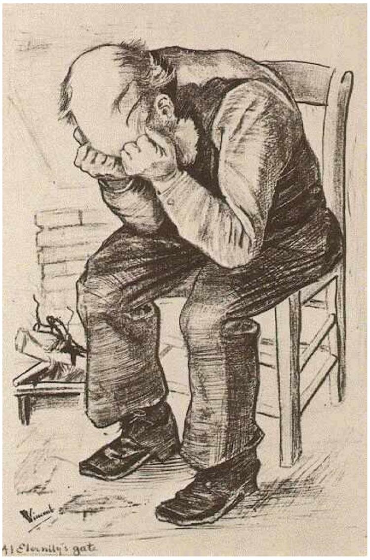 Starý muž s hlavou v rukou (u brány věčnosti) od Vincent van Gogh