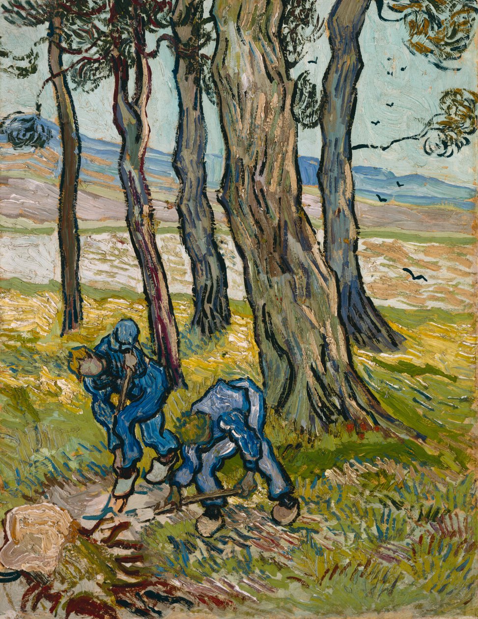 The Diggers, 1889 (olej na papíře linkovaném na plátno) od Vincent van Gogh