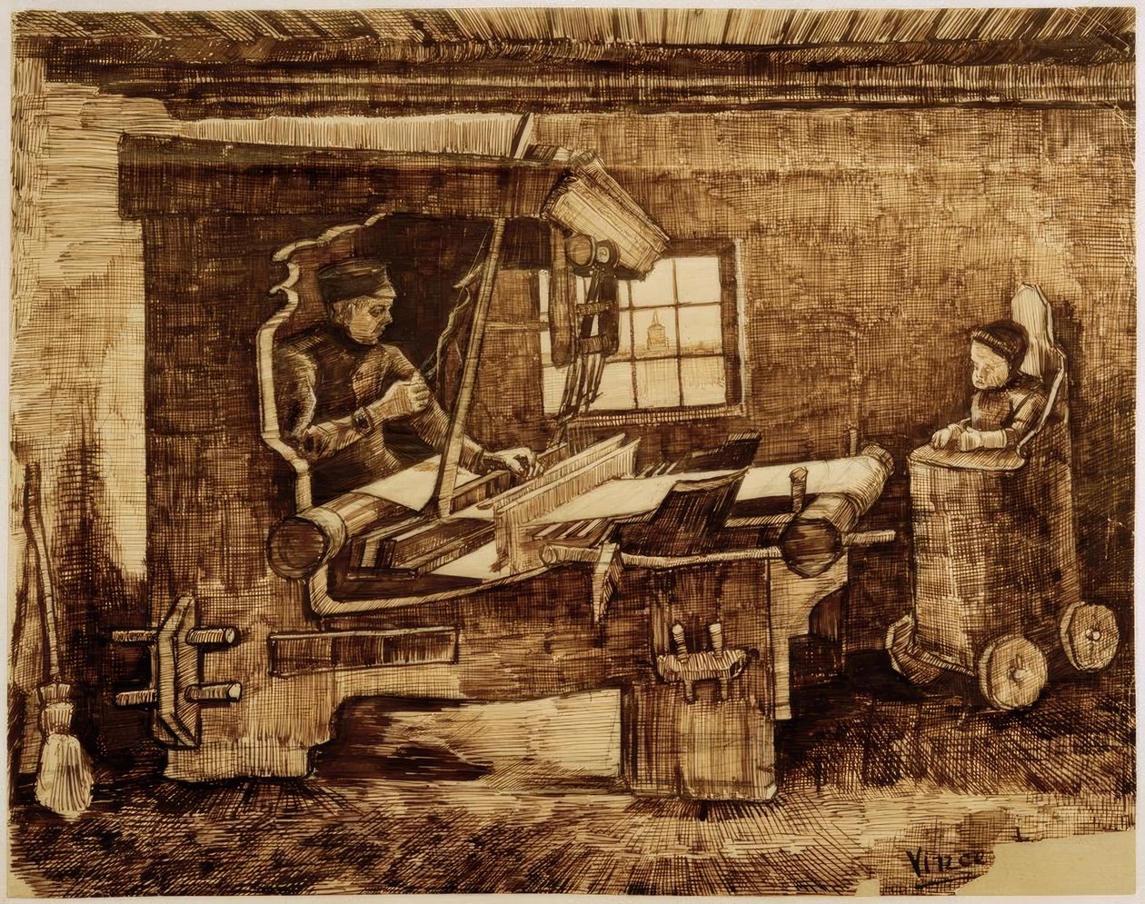 Weber s batoletem na vysoké židličce od Vincent van Gogh