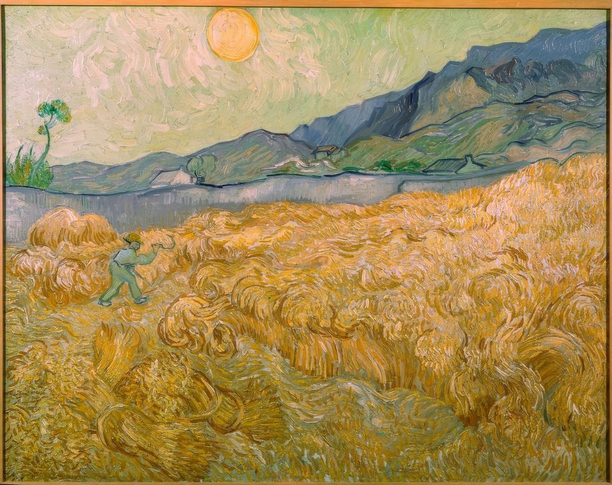 Pšeničné pole se ženci s vycházejícím sluncem od Vincent van Gogh
