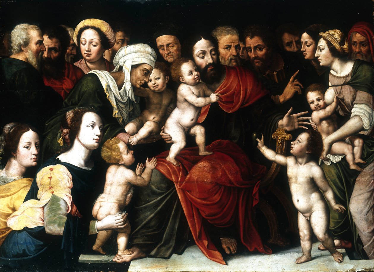 Ježíš s malými dětmi, c1559-1589 od Vincent Sellaer