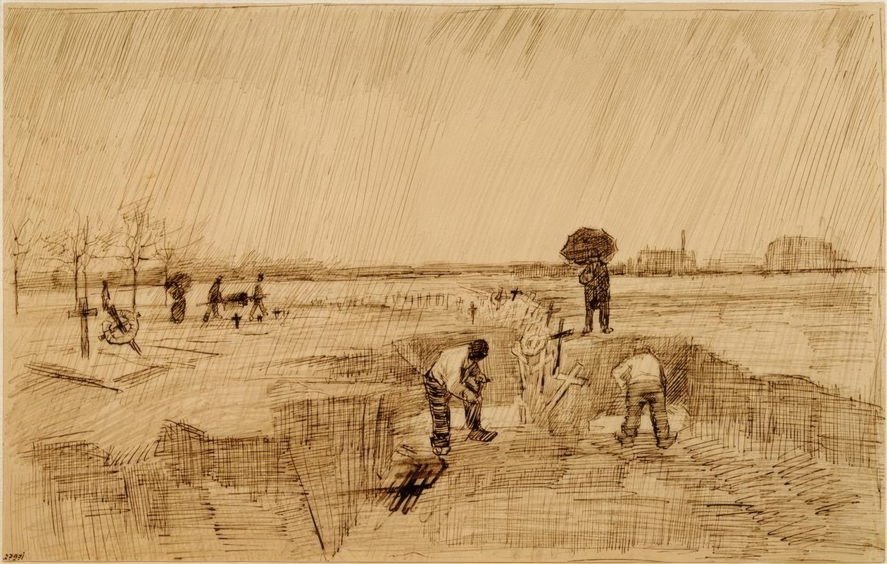Hřbitov v dešti od Vincent van Gogh