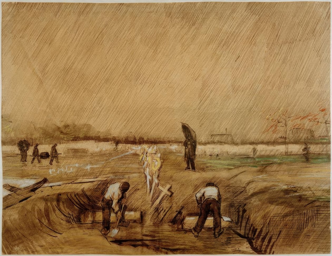 Hřbitov v dešti od Vincent van Gogh