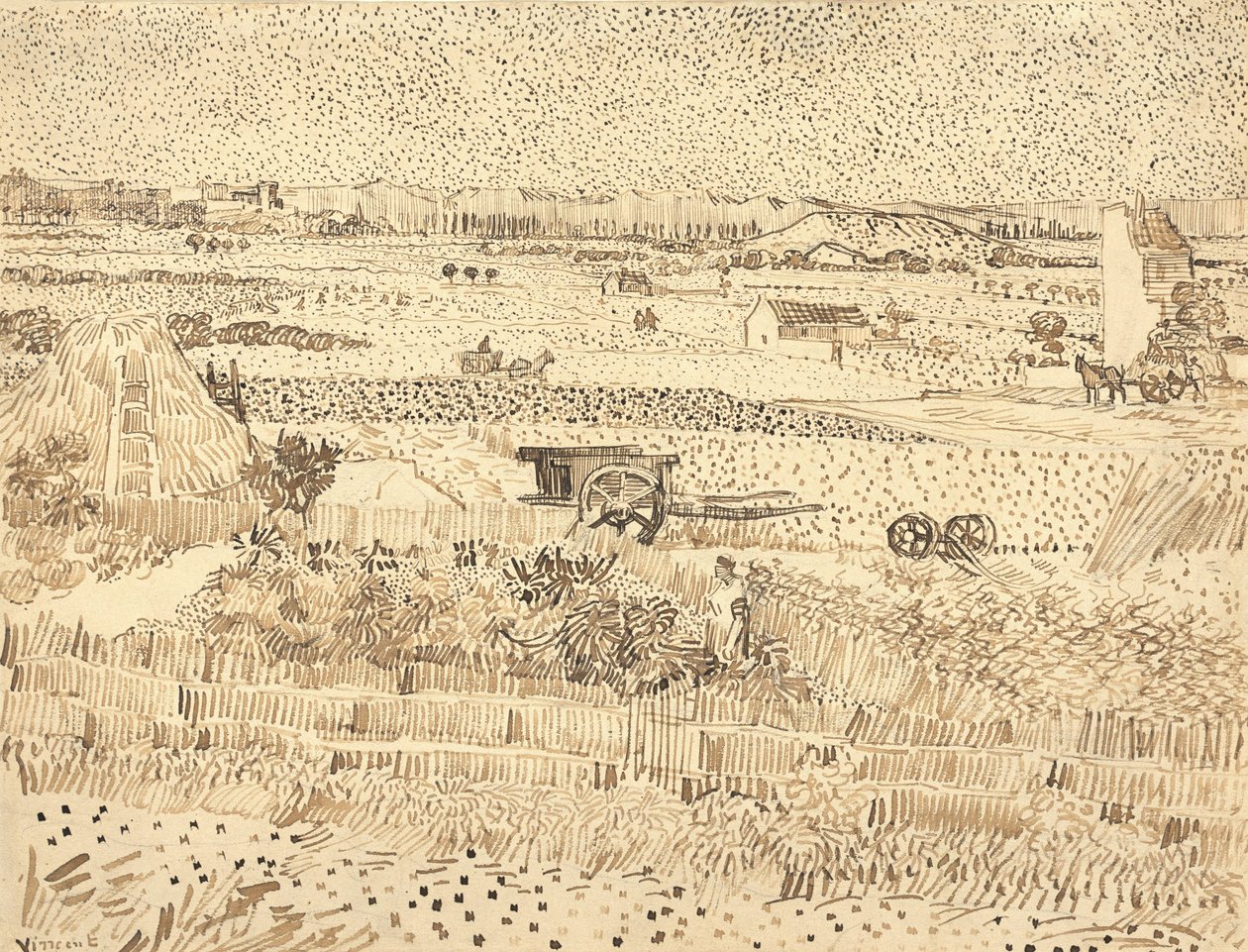 Sklizeň – pláně La Crau, 1888. od Vincent van Gogh