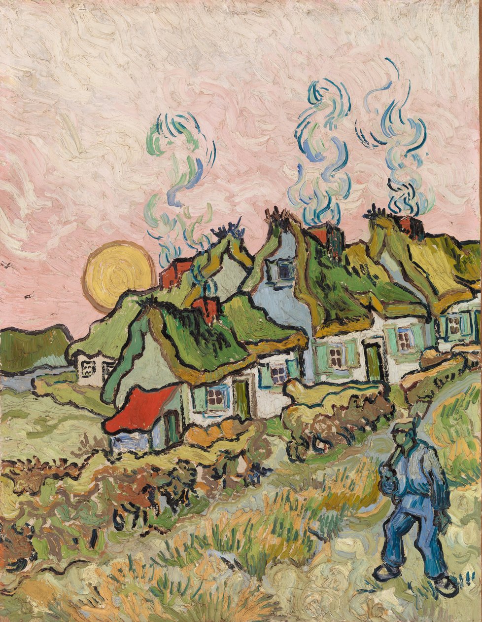 Domy a postava od Vincent van Gogh