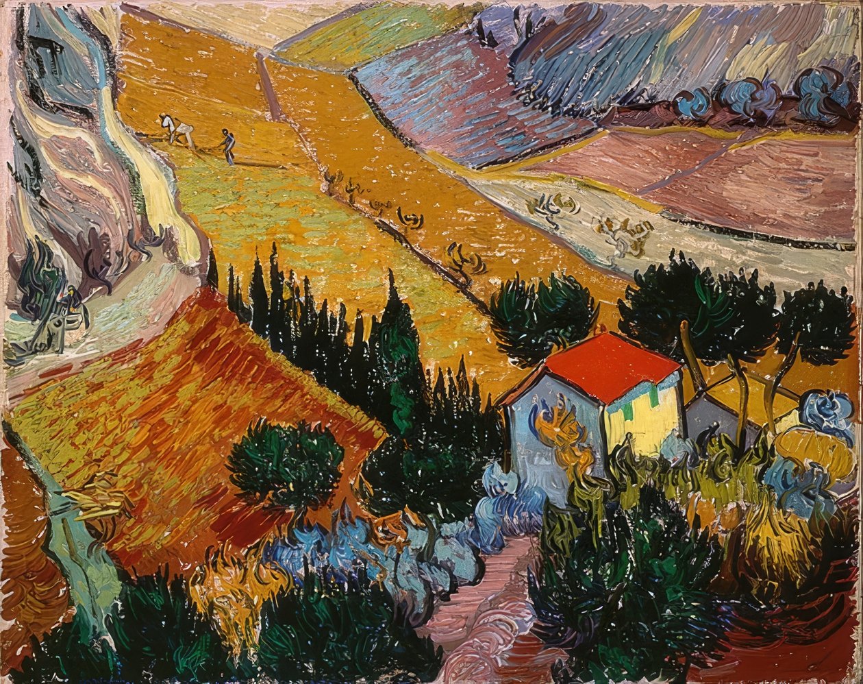 Krajina s domem a oráčem. 1889 od Vincent van Gogh