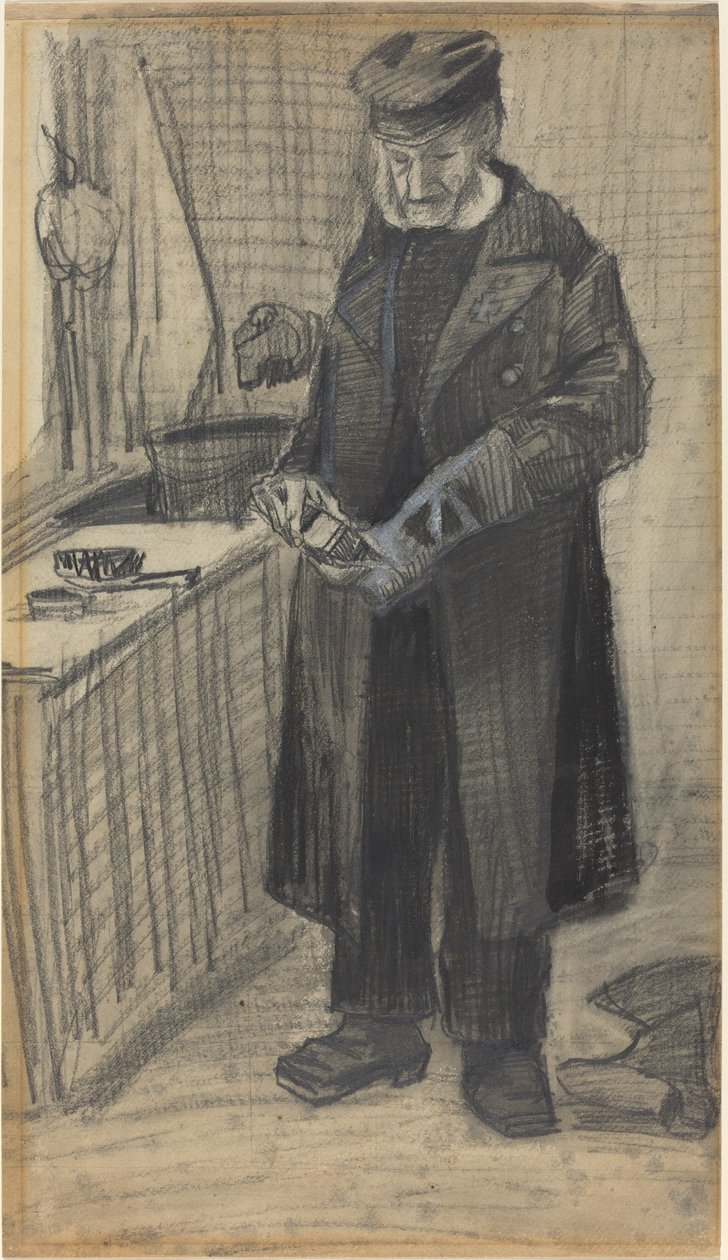 Muž leštící botu, 1882. od Vincent van Gogh