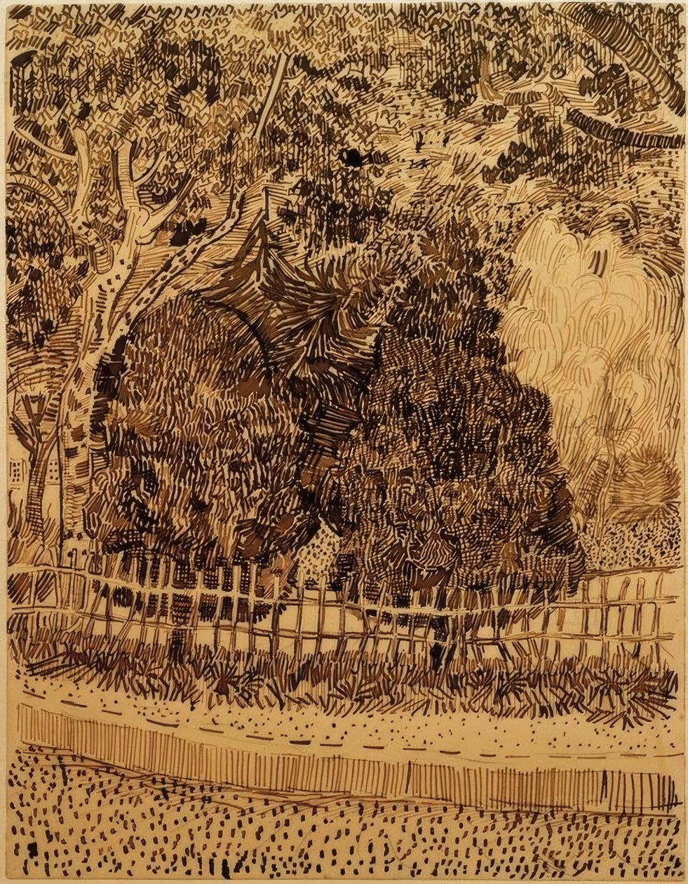 Park s plotem od Vincent van Gogh