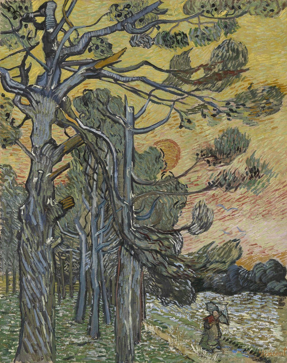 Borovice při západu slunce od Vincent van Gogh