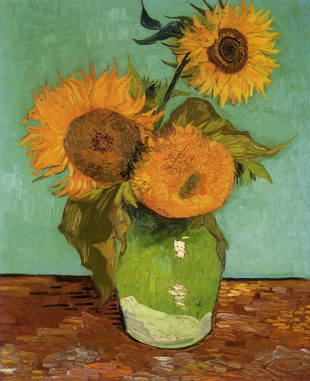Tři slunečnice ve váze od Vincent van Gogh