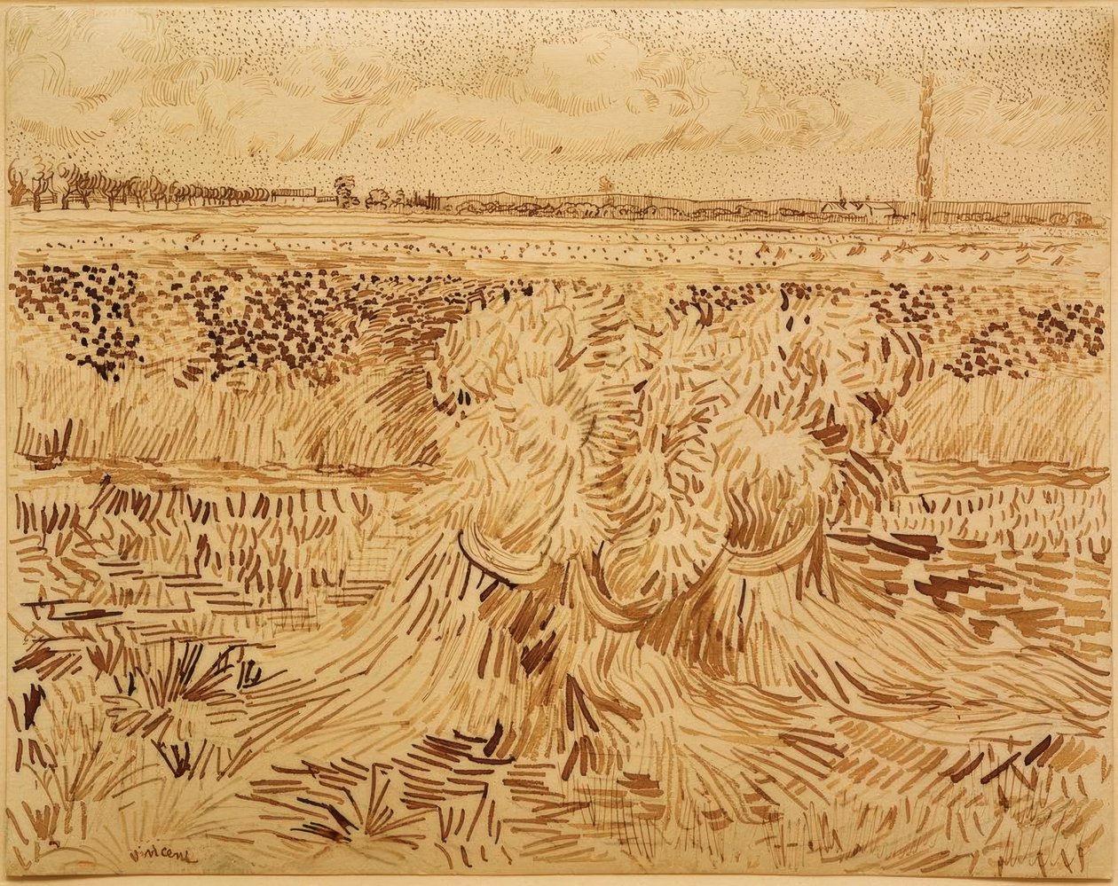 Pšeničné pole se svazky obilí od Vincent van Gogh