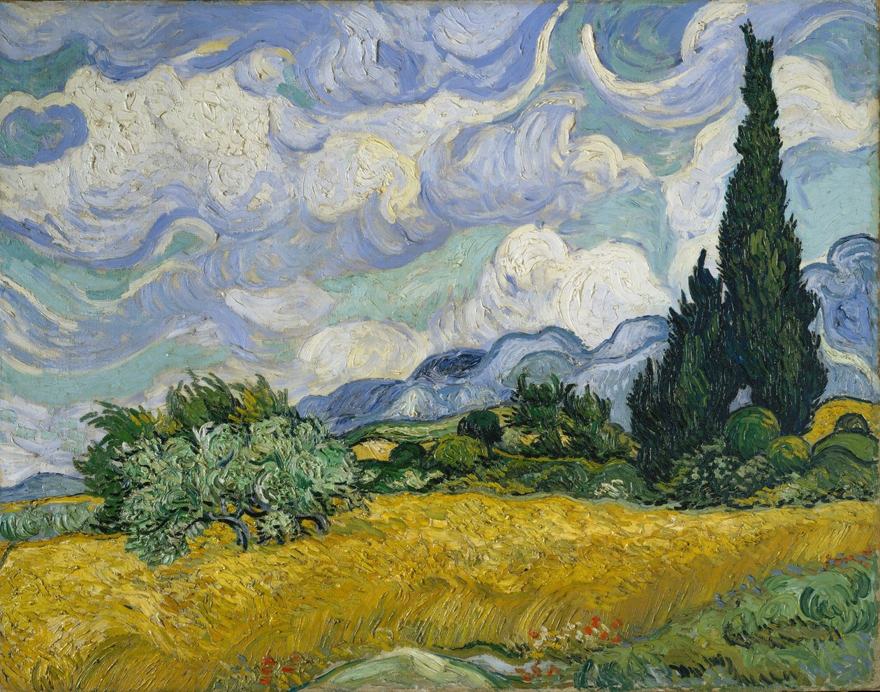 Pšeničné pole s cypřiši od Vincent van Gogh