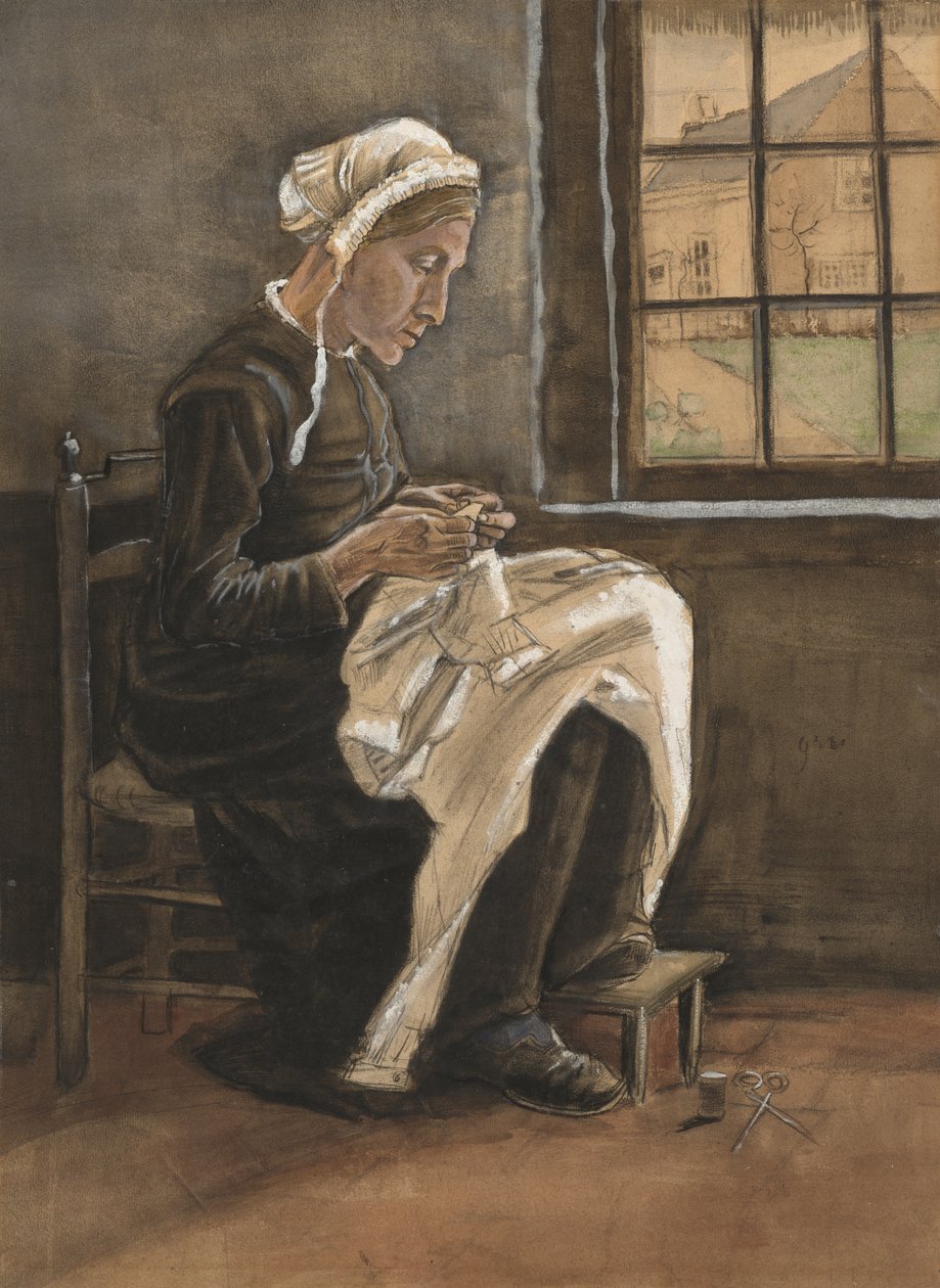 Žena šije od Vincent van Gogh