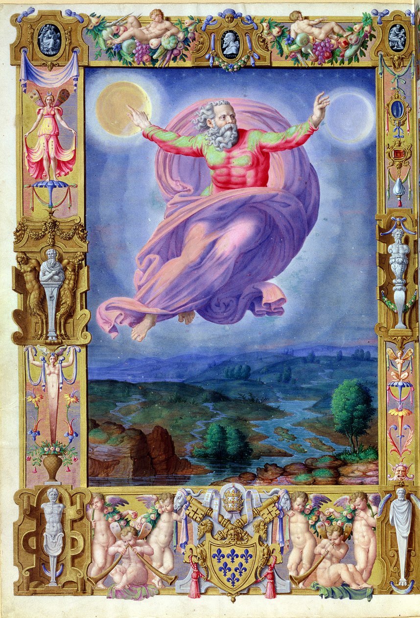 latinsky 8880 fol.182v Bůh Otec, ze žaltáře papeže Pavla III., 1542 od Vincenzio Raimondi or Raimondo