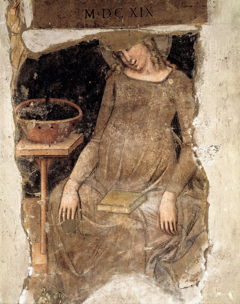 Těhotná panna, fragment (freska) od Vitale da Bologna