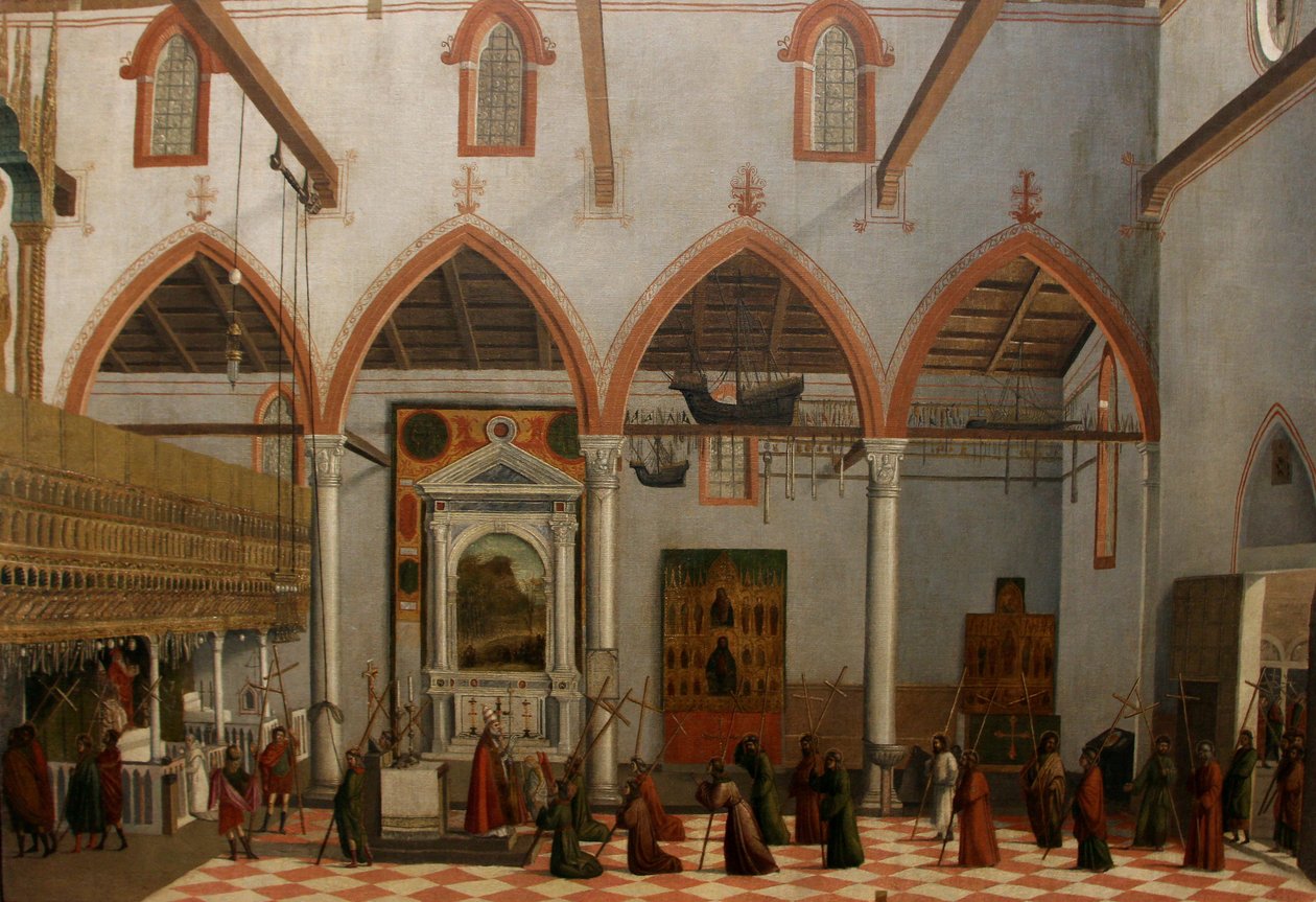 Vize předchozího ottobona se zjevením krucifixů M. Ararata v kostele S. Antonio di Castello od Vittore Carpaccio