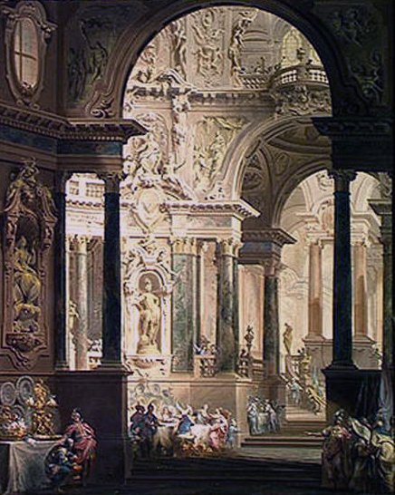 Absalonova hostina, 1740 (tempera na plátně) od Vittorio Maria Bigari