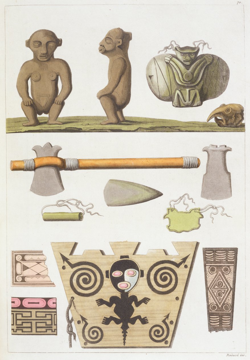 Idols of the Caribbeans (barevná rytina) od Vittorio Raineri