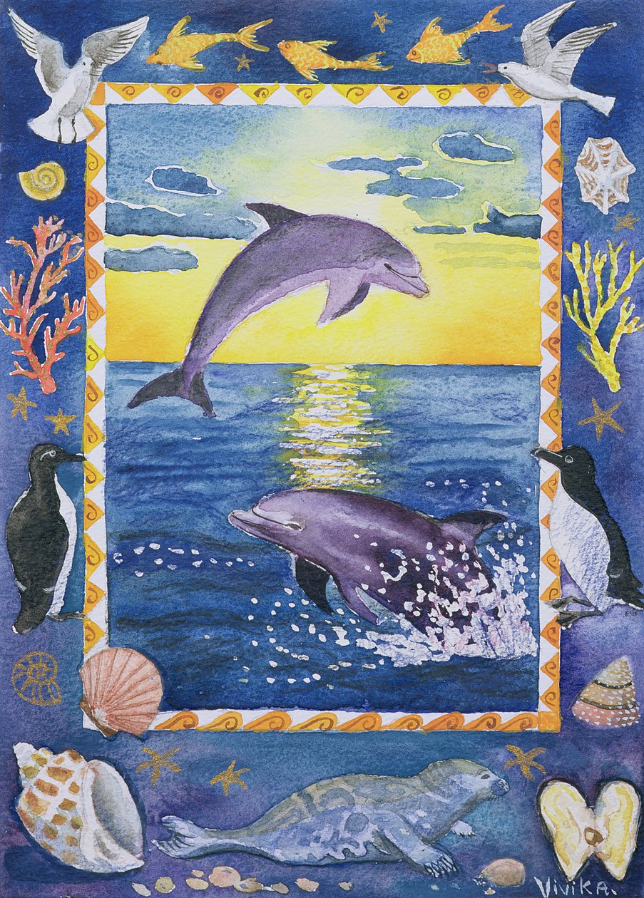 Dolphin, 1999 (wc na papíře) od Vivika Alexander