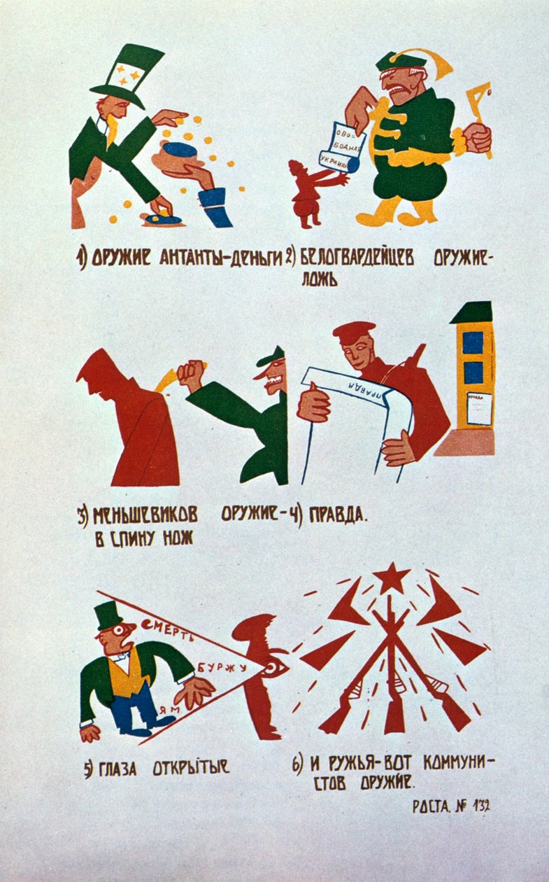 Karikatura proti monarchistům, Okna Rosta, 1920. od Vladimir Mayakovsky