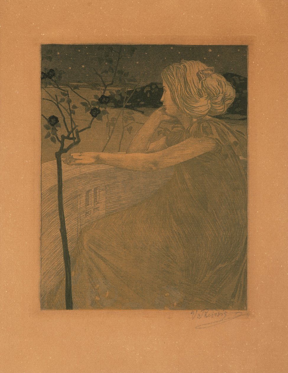 Meditace na balkóně, 1899-1900. od Vojtěch Preissig